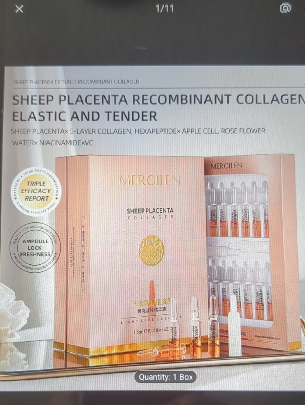 Sheep Placenta Collagen Ampoule Set - Peach/Gold
